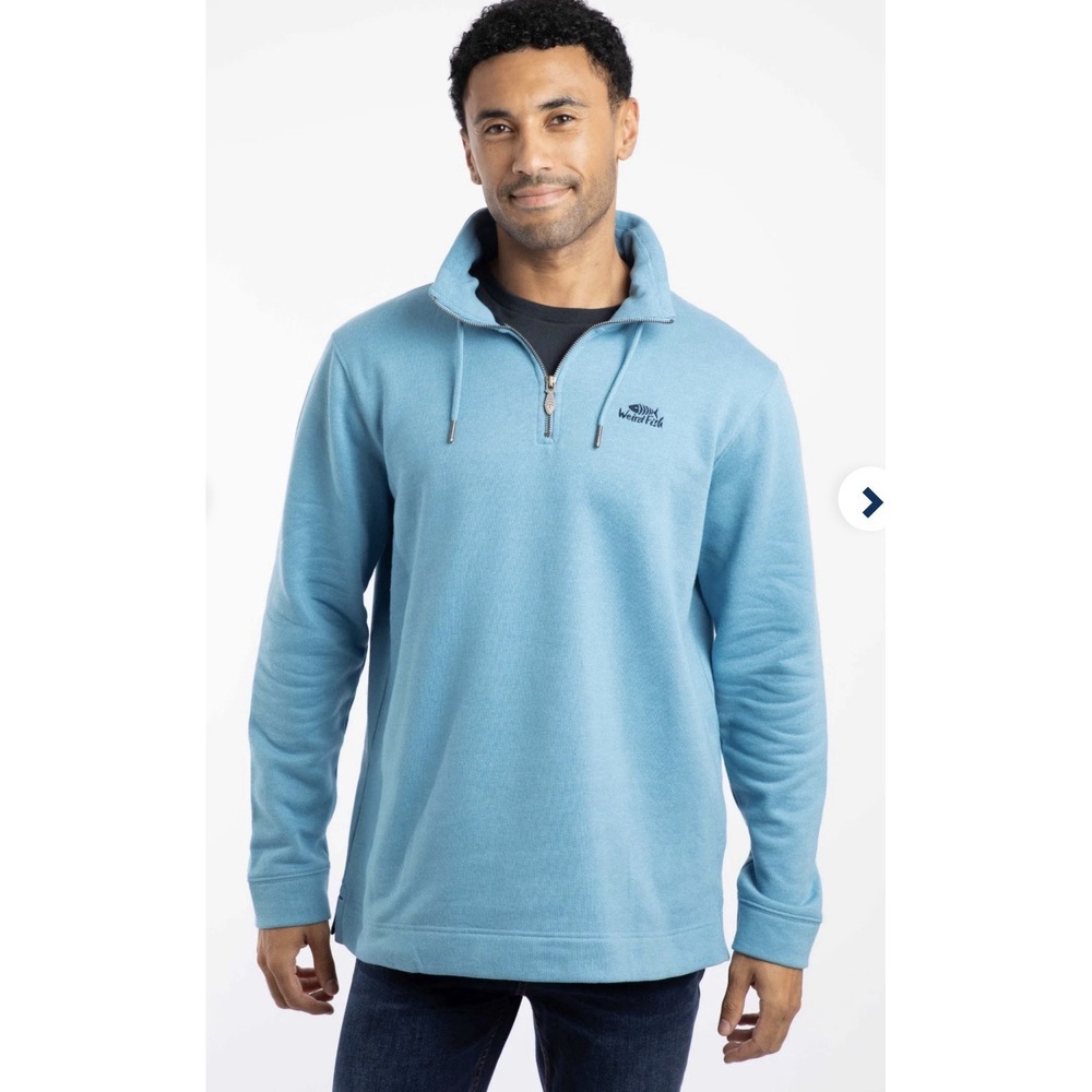 Weird Fish Brampton Branded 1/4 Zip Sweatshirt Smoked Blue Size 2XL